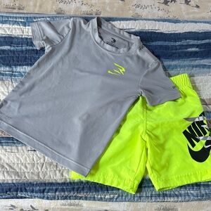 Nike Gray and Neon Yellow kids swim set